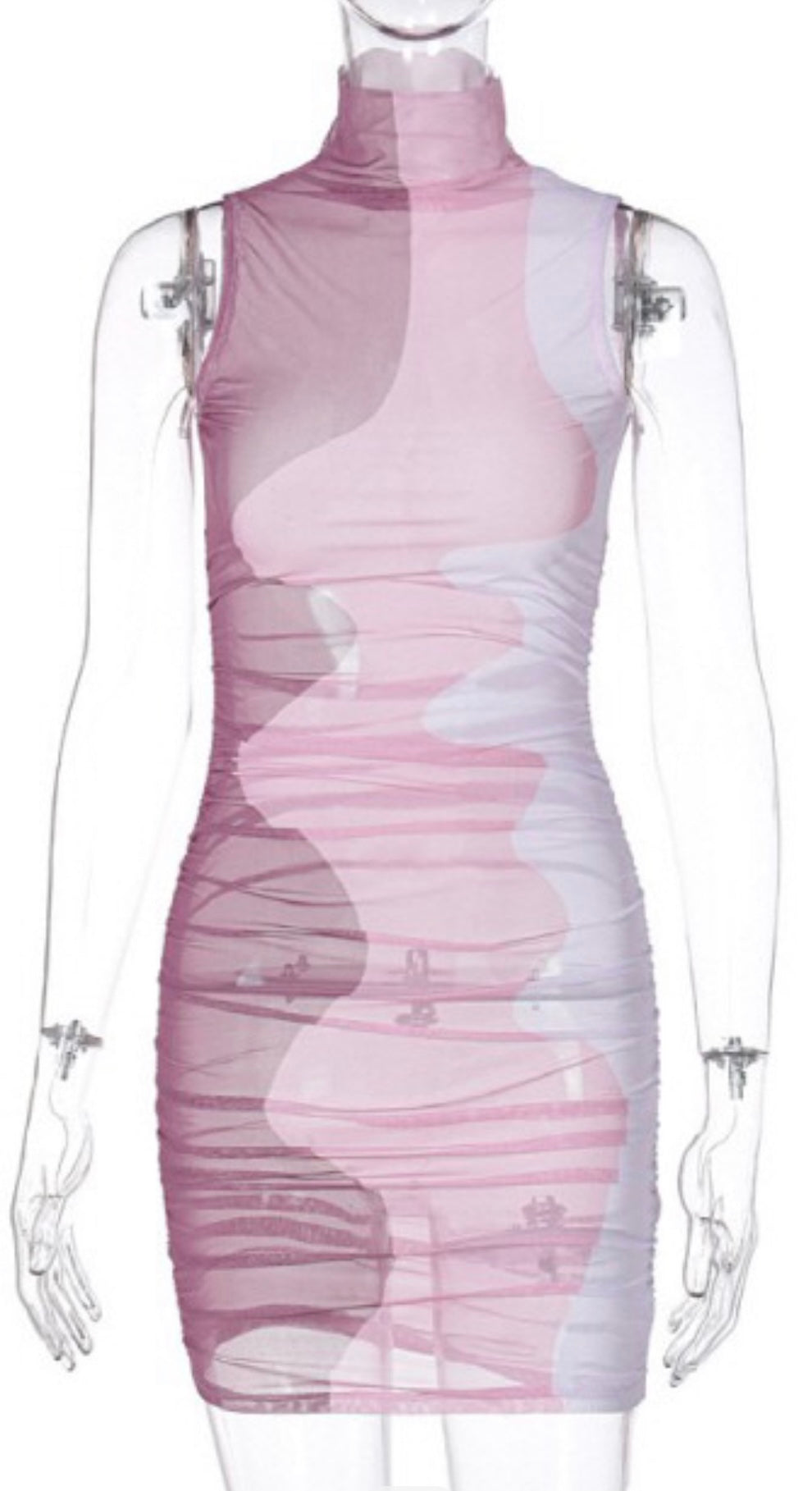 Pink Swirl spandex mesh dress